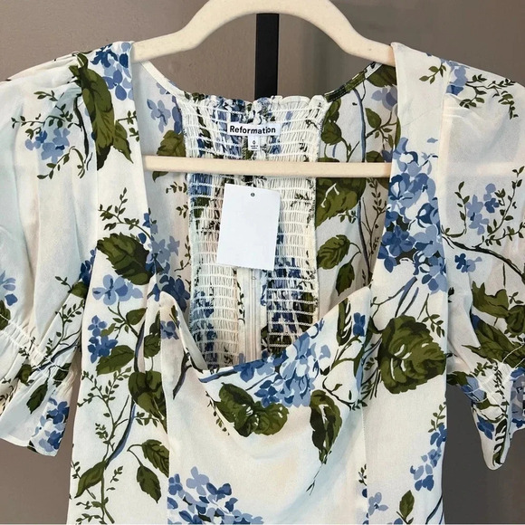 Reformation Constance Blouse Riviera Garden Floral 0 NWT Contemporary Feminine - Picture 2 of 8